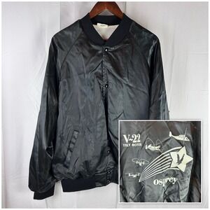 VTG Westark Bomber Jacket Men's 2XL Black Satin‎ V-22 Osprey Tiltrotor Aircraft